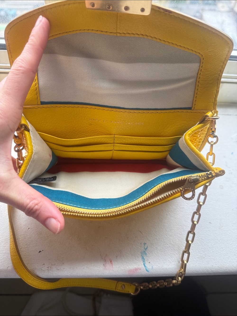 Marc by Marc Jacobs Yellow Woven Leather Crossbody with Gold Hardware - Picture 6 of 14